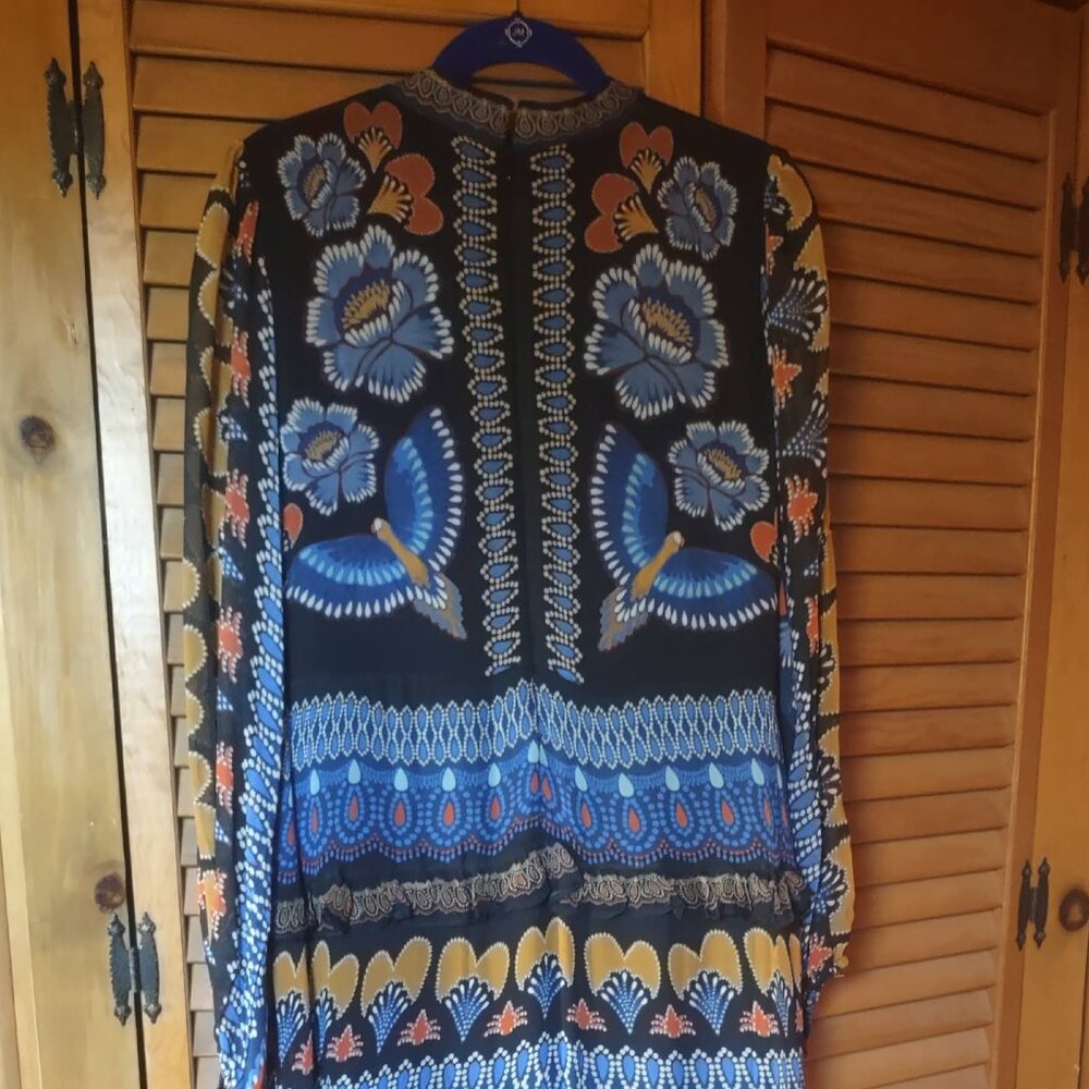 Farm Rio Long-Sleeve Maxi Dress Sparkle Black Size